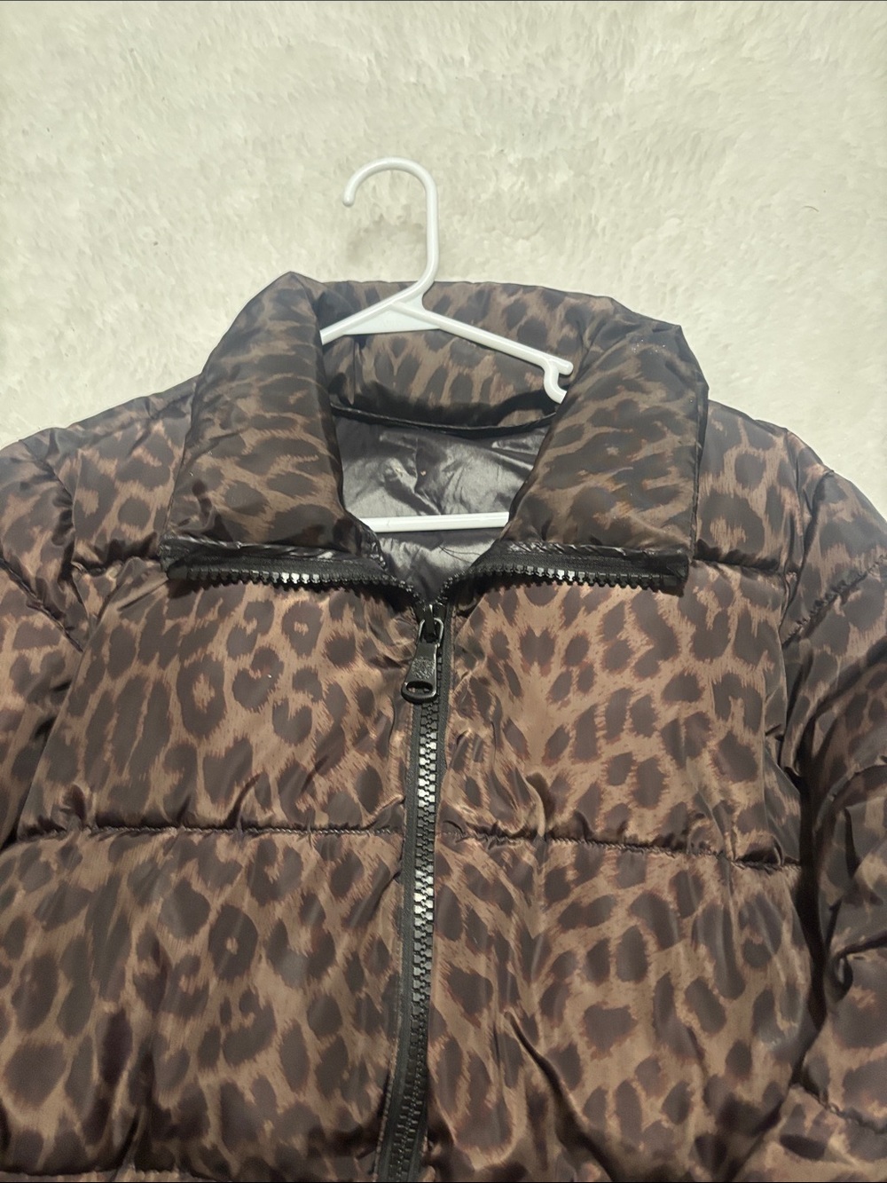 Vince Camuto Black Puffer Jacket with Leopard-Print Hood Lining - Picture 6 of 11